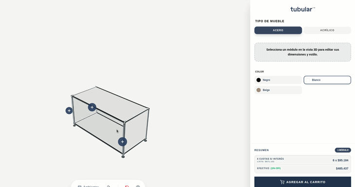 Configurador 3D Tubular en uso