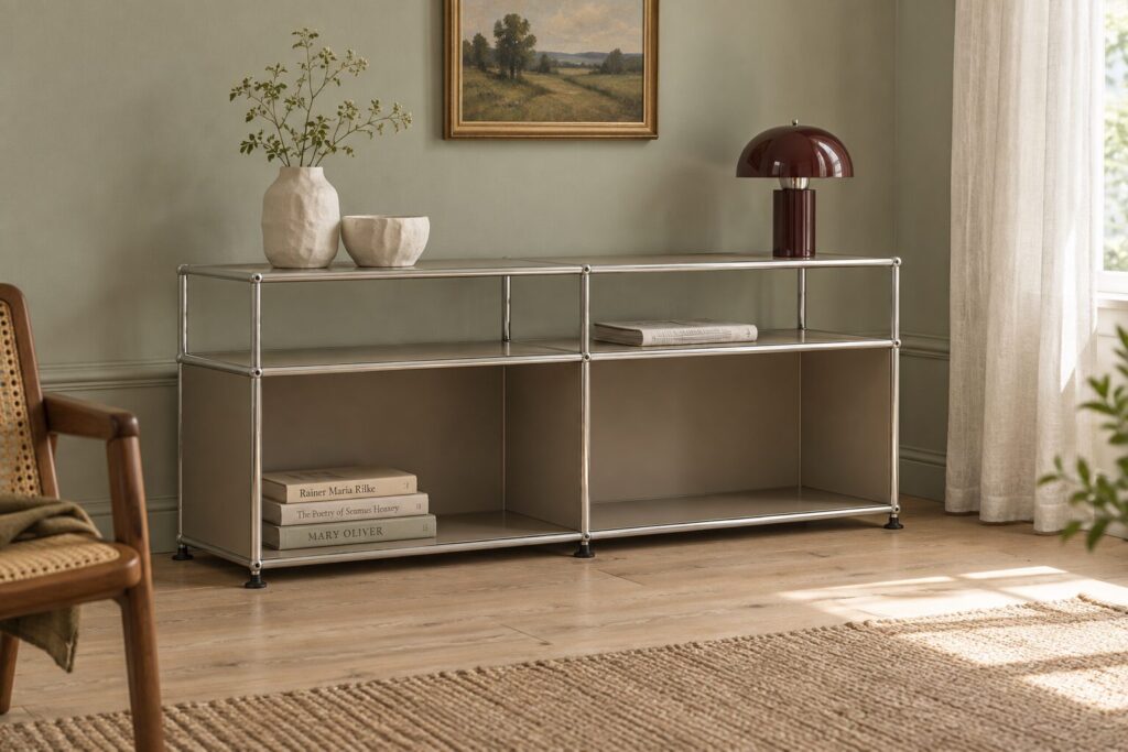 ST-202M Rack de TV Doble — Beige (RAL 1019) — En ambiente