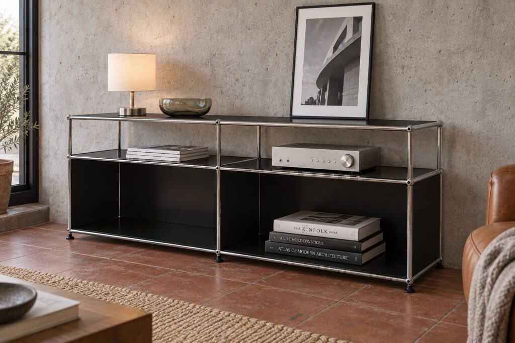 Rack de TV modular Tubular de acero en Negro Grafito